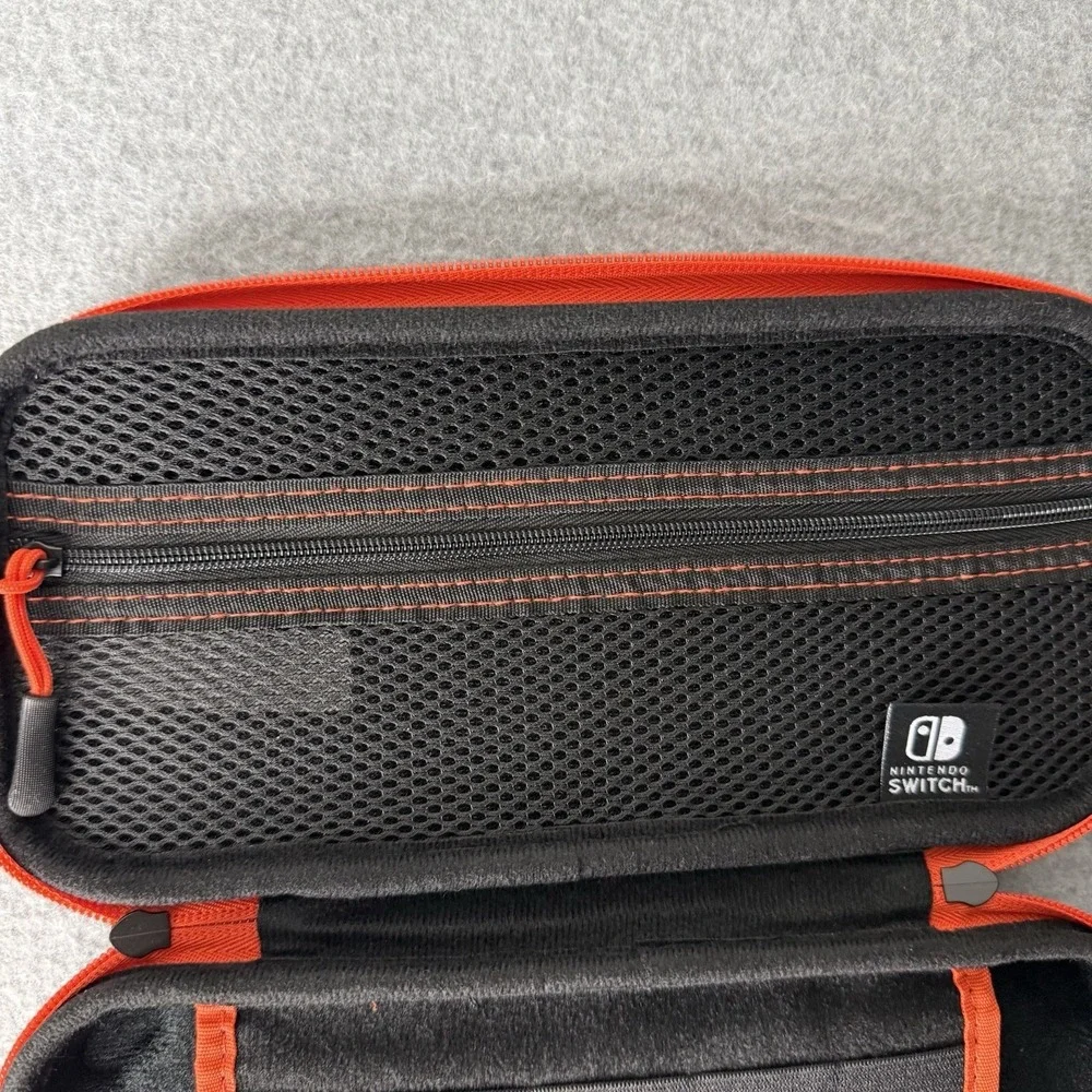 Nintendo Switch Black Case Red Zipper Pockets Game Case‎ Only